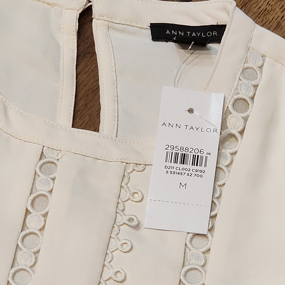 Ann Taylor Cream Ruffle Sleeve Blouse - Picture 5 of 6